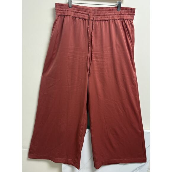 Who What Wear Women’s XL Rust Wide Leg Pants High Rise Elastic Waist Satin Look - Picture 1 of 6